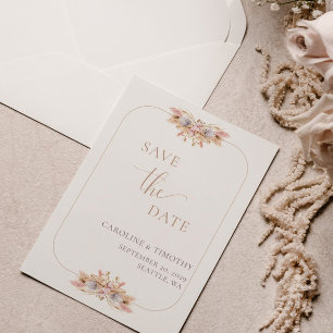 Pampas Grass Boho Floral Enregistrer la carte Date