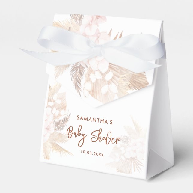 Pampas Grass Boho Girl Baby Shower Favor Box (Front Side)