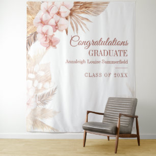 Pampas Grass Boho Graduation Booth Backdrop Tapestry