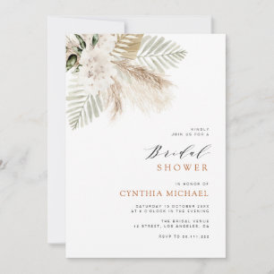  pampas grass boho greenery bridal shower invitation