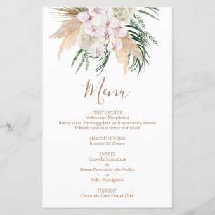 Pampas Grass Boho Menu Card
