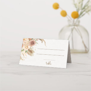 Pampas grass boho roses place card