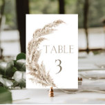 Pampas Grass Boho Table Number<br><div class="desc">Celebrate in style with this modern minimalist pampas grass table number card.</div>