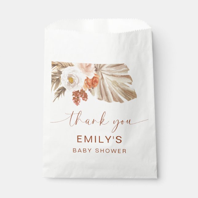 Pampas Grass Boho Thank You Desert Baby Shower Favour Bag (Front)