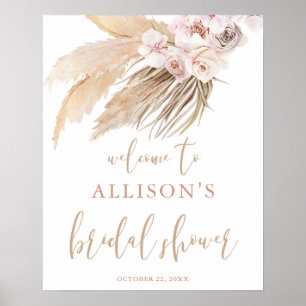 Pampas grass boho theme bridal shower welcome sign