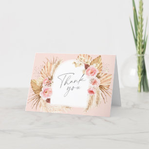 Pampas Grass Boho Wedding Floral Arch Modern Thank Thank You Card