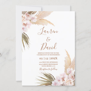 Pampas Grass boho wedding Invitation