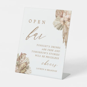 Pampas Grass Boho Wedding Open Bar Sign