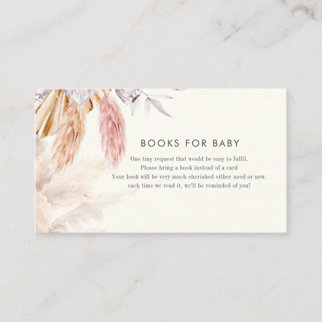 Pampas Grass Books for Baby Shower Enclosure Card (Front)