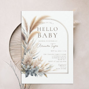 Pampas Grass Botanical Boho Neutral Baby Shower Invitation