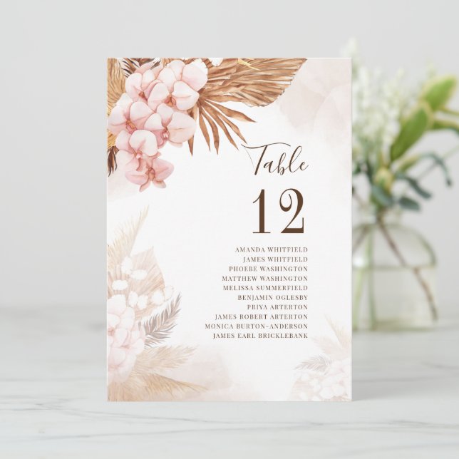Pampas Grass Botanical Terracotta Table Number 12 (Standing Front)