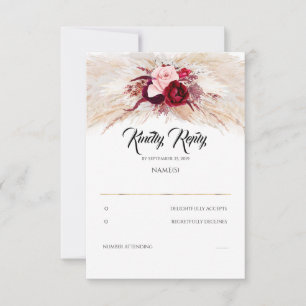 Pampas Grass Bourgogne Rouge Chic Mariage RSVP