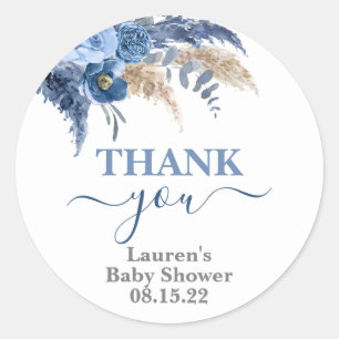 Pampas Grass Boy Baby Shower Classic Round Sticker