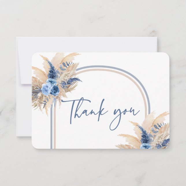 Pampas Grass Boy blue arch thank you card (Front)