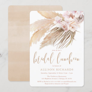 Pampas grass bridal luncheon boho bohemian desert invitation