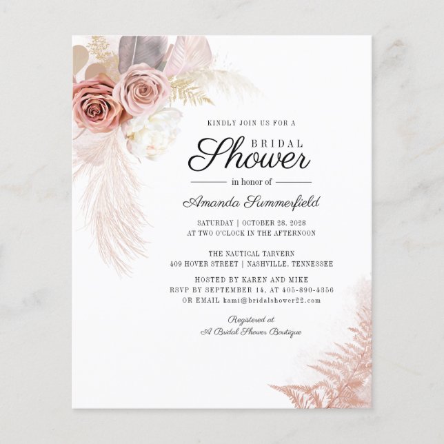 Pampas Grass Bridal Shower Invitation (Front)