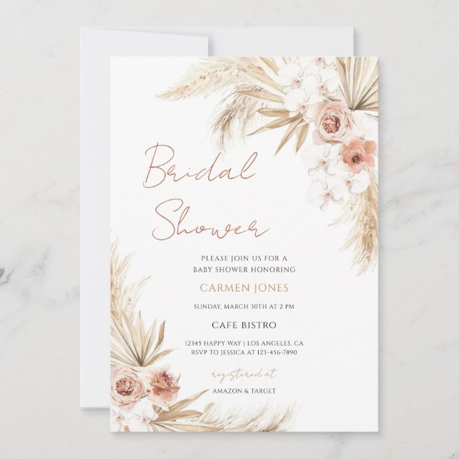 Pampas Grass Bridal Shower Invitation (Front)