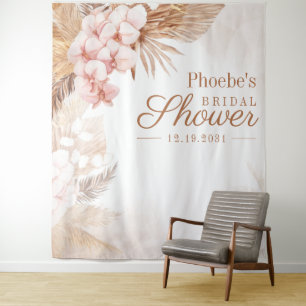 Pampas Grass Bridal Shower Photo Booth Backdrop Tapestry