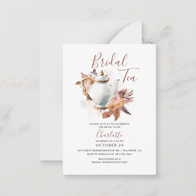 Pampas Grass Bridal Shower Tea Party Invitation (Front)