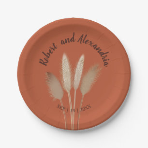 Pampas Grass Bridal Shower Wedding Reception Paper Plate
