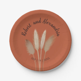 Pampas Grass Bridal Shower Wedding Reception Paper Plate