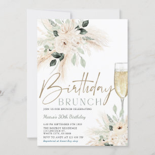 Pampas Grass Brunch Anniversaire Invitation