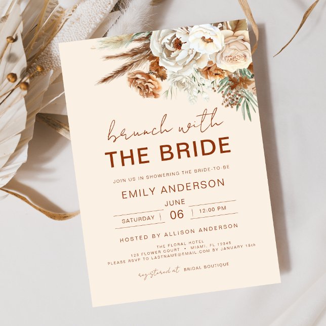 Pampas Grass Brunch with the Bride Bridal Shower  Invitation (Creator Uploaded)