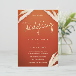 Pampas Grass Burnt Orange Wedding Invitation