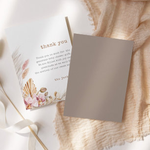 Pampas Grass Chic Boho Baby shower Carte de remerc