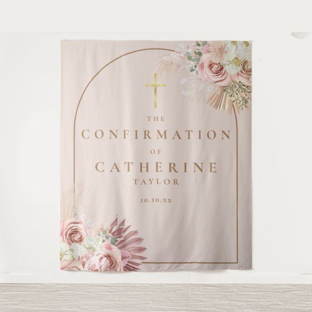 Pampas Grass Confirmation Photo Backdrop Tapestry (Front)