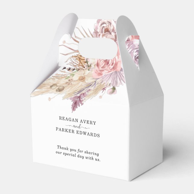 Pampas Grass Custom Thank you Wedding Favor Box (Front Side)