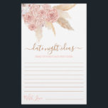 Pampas Grass Date Night ideas bridal shower card<br><div class="desc">Pampas Grass Pink Boho chic date night ideas bridal shower game card</div>