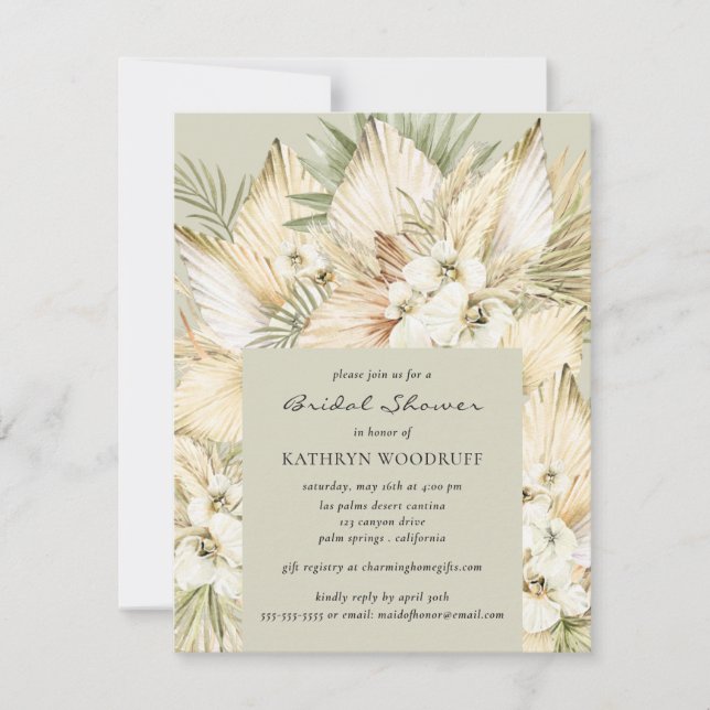 Pampas Grass Desert Floral Bouquet Bridal Shower Invitation (Front)