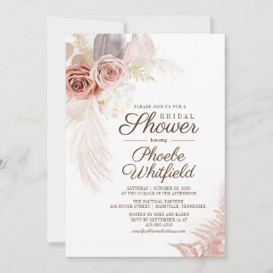 Pampas Grass Desert Palms Terracotta Bridal Shower Invitation