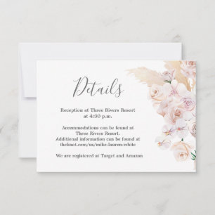 Pampas Grass détails carte mariage