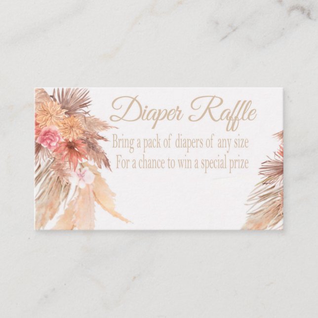 Pampas Grass diaper raffle card, Desert, Boho flow Business Card (Front)