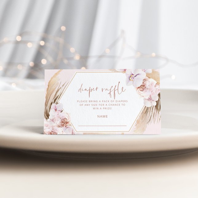 Pampas grass diaper raffle ticket enclosure card (Creator Uploaded)