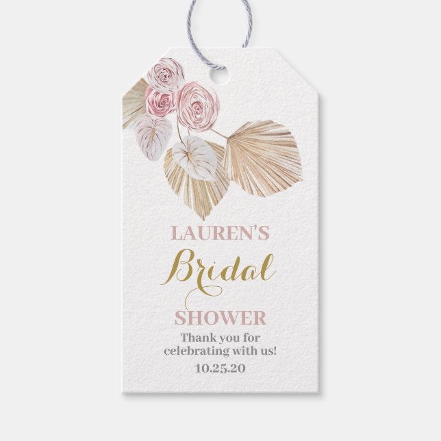 Pampas Grass douche nuptiale étiquettes cadeaux (Devant)