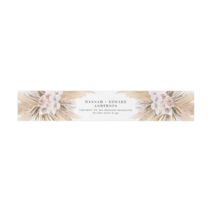 Pampas grass dried botanical script boho wedding invitation belly band