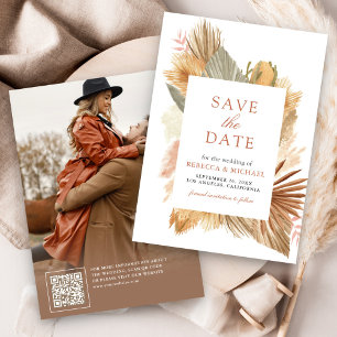 Pampas Grass Dried Palm Leaves Wedding Photo Save The Date