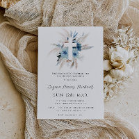 pampas grass dusty blue first communion invitation