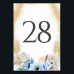 Pampas Grass Dusty Blue Wedding Table Number Cards<br><div class="desc">Dusty blue floral wedding table number cards</div>