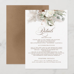Pampas Grass Earth Shades Floral Wedding Details Enclosure Card