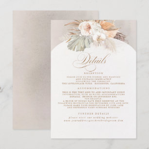 Pampas Grass Elegant Soft Pastel Wedding Details Enclosure Card