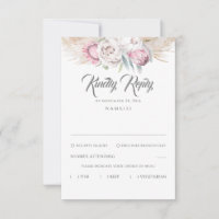 Pampas Grass et rose King Protea Wedding RSVP