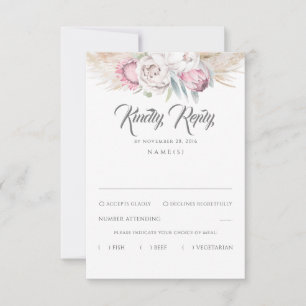 Pampas Grass et rose King Protea Wedding RSVP