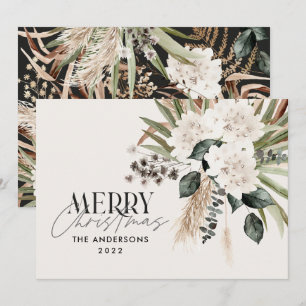 Pampas grass eucalyptus moody modern boho elegant  holiday card