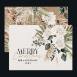 Pampas grass eucalyptus moody modern boho elegant  holiday card<br><div class="desc">Pampas grass eucalyptus moody modern boho elegant modern typography terracotta,  black,  natural and sage green Christmas card.</div>