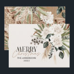 Pampas grass eucalyptus moody modern boho elegant  holiday card<br><div class="desc">Pampas grass eucalyptus moody modern boho elegant modern typography terracotta,  black,  natural and sage green Christmas card.</div>