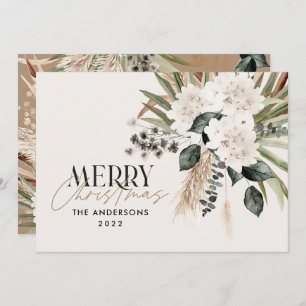 Pampas grass eucalyptus moody modern boho elegant  holiday card